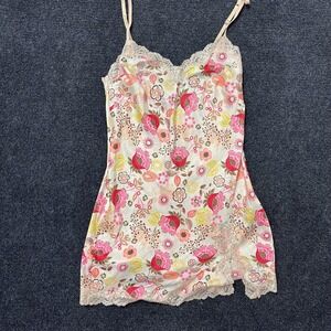 Vintage Victoria's Secret Gown Women XS Floral Satin Lace Trim Chemise Sleepwear